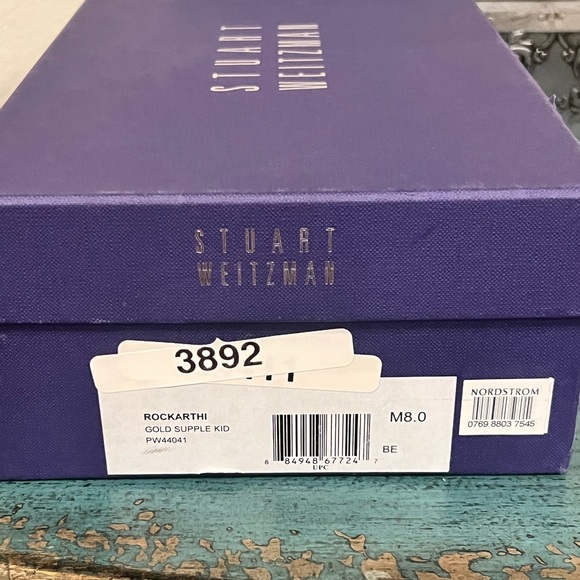 New Stuart Weitzman Slingback Gold Heels w/ Crystals (Size 8M) - Picture 14 of 16